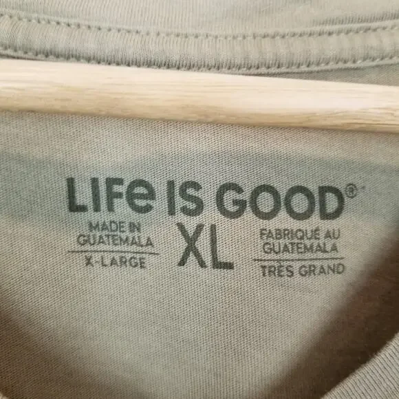 Life Is Good Army Green Bicycle V-Neck Cotton T-Shirt Women's Size XL - Picture 4 of 6